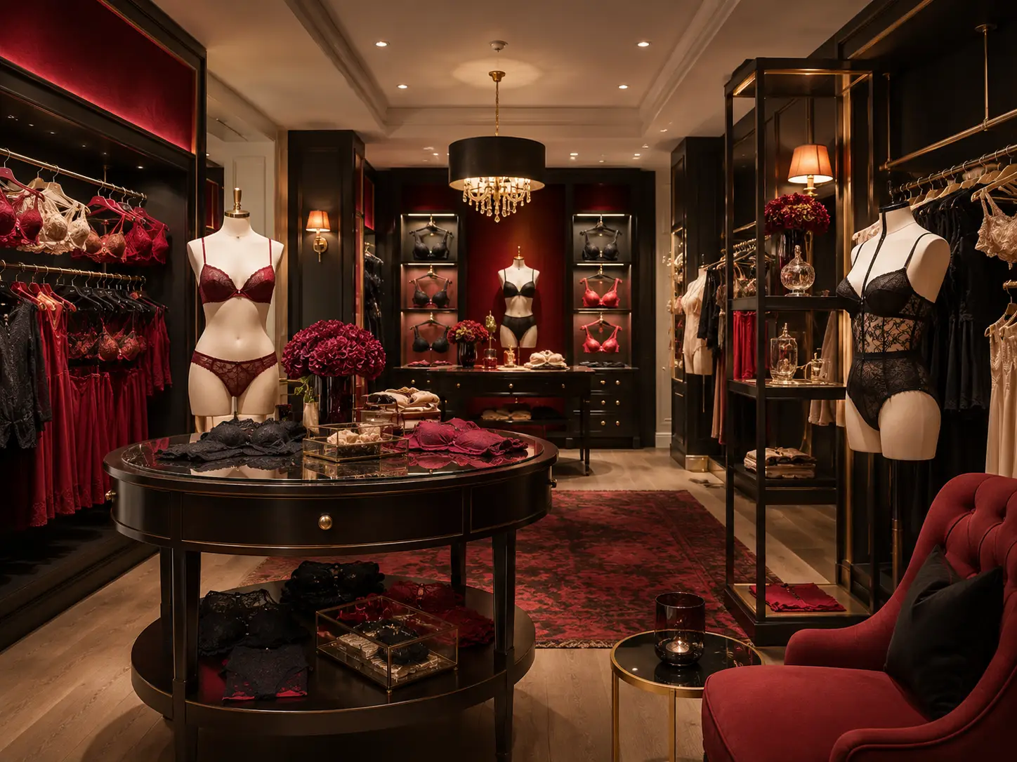 Elegant lingerie boutique interior